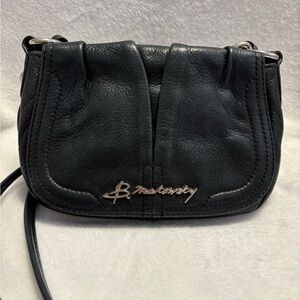B.Makowsky Black Leather Crossbody Chain Strap Purse Bag
